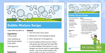 Bubble Mixture Recipe - EYFS, Early Years, KS1, Key Stage 1, bubbles, Science, Understanding the World, Summer, weather, win