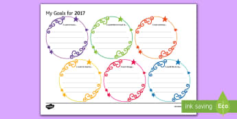 My Goals for 2017 Writing Frames - Goals, objectives, aims, aspirations, resolutions, new year, 2017,   writing frames