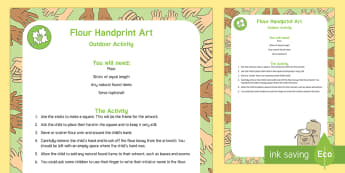 Flour Handprint Art Outdoor Activity - EYFS Parks and Gardens, playgrounds, forest school, outdoor learning, outdoor classroom, outside, wo