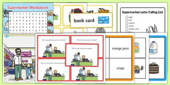 Supermarket Vocabulary and Comprehension Pack - supermarket