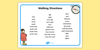Walking Directions Direction Writing Word Mat - walking, directions, direction, writing, word mat