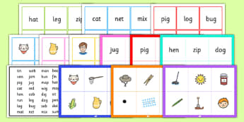 CVC Word Bingo - CVC, CVC word, three phoneme words, three sound words, consonant vowel consonant, words, three letter words, letters and sounds, DfES letters and sounds, literacy game, word game