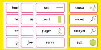 The Olympics Tennis Word Cards - Tennis, Olympics, Olympic Games, sports, Olympic, London, 2012, word card, flashcards, cards, activity, Olympic torch, events, flag, countries, medal, Olympic Rings, mascots, flame, compete
