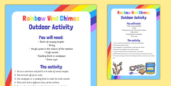 Rainbow Wind Chimes Outdoor Activity - colours, display, nature, sound, music, wind, primary, outdoor, craft
