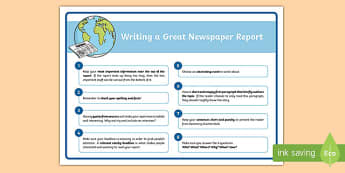 Newspaper Writing Tips Poster (Large) - newspaper writing, newspaper article, writing a newspaper report, how to write a newspaper report, ks2 writing, ks2