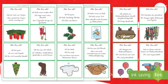 Was bin ich? Weihnachtliches Ratespiel : DIN A4 Karteikarten - Weihnachten, Spiel, Raten, Schlüsse ziehen, Feiertage, ,German