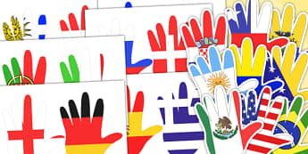 World Flag Handprint Cut Outs - flags, countries, geography 