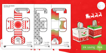 Simple 3D Block Baubles Christmas Decoration Paper Craft English/Spanish - baubles, christmas, decorations, christmas tree, paper craft, nets, EAL,Spanish-translation