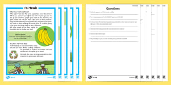 Fairtrade Differentiated Reading Comprehension Activity - KS1, Key Stage 1, Key Stage One, Year 1, Year 2, Reading Comprehension, Fact File, Differentiated, R