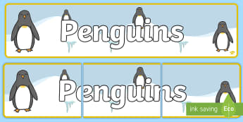 Penguin Themed Classroom Display Banner - Themed banner, banner, display banner, Classroom labels, Area labels, Poster, Display, Areas