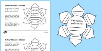 MFL Italian Colour Flowers Activity Sheet, worksheet