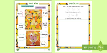 CfE (Early) Looking at Art- Paul Klee Activity Sheet - Art, Artists, Artwork, Paul Klee, Abstract, Appreciating, Responding,Scottish, Worksheet