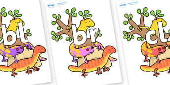 Initial Letter Blends on Reptiles to Support Teaching on The Great Pet Sale - Initial Letters, initial letter, letter blend, letter blends, consonant, consonants, digraph, trigraph, literacy, alphabet, letters, foundation stage literacy