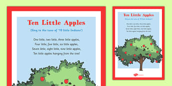Ten Little Apples Rhyme - autumn, rhyme, music, eyfs, early years, ten, little, apples