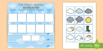 Weekly Weather Recording Chart Display Pack English/Hindi - Weekly Weather Recording Chart - weather, weather calendar, weekly weather calendar, weakly weather 