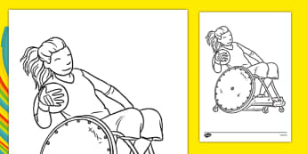 The Paralympics Rugby Colouring Sheets - Rugby, Paralympics, sports, wheelchair, visually impaired, colouring, fine motor skills, poster, worksheet, vines, A4, display, 2012, London, Olympics, events, medal, compete, Olympic Games
