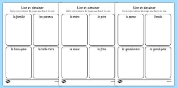 ma famille Read and Draw Worksheet French - french, my family, read, draw, activity, worksheet