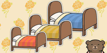 Goldilocks and The Three Bears Bed Cut Outs - cut outs, bed, bear