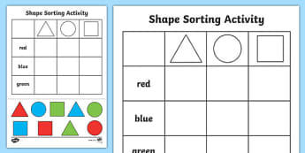 Shape Sorting Cut and Paste Activity Sheet - shapes, motor skills, 2D shape, square, circle, triangle, numeracy, shapes, 2d, sorting