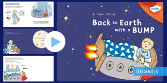 Back to Earth with a Bump Story PowerPoint - space, planets, sun, travel, adventure