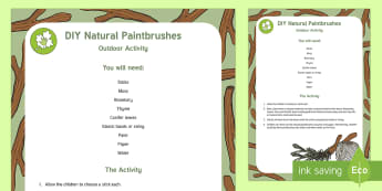DIY Natural Paintbrushes Outdoor Activity - EYFS Parks and Gardens, playgrounds, forest school, outdoor learning, outdoor classroom, outside, wo