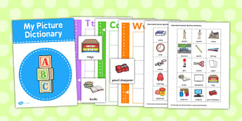 School Picture Dictionary Word Cards - picture dictionary, school