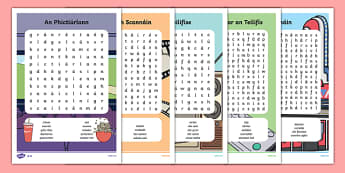 Irish Gaeilge Teilifís Word Search Pack 