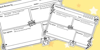 Superhero Themed Book Review Template - superhero, superhero themed, book review, books, review, template, book review template, review template, template