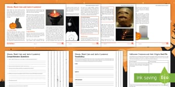Ghosts, Black Cats and Jack-o'-Lanterns Differentiated Reading Comprehension Activity - halloween, reading comp, reading comprehension, black cats, symbols of halloween, creatures of hallo