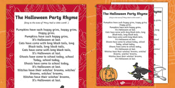 The Halloween Party Rhyme - halloween, hallowe'en, party, rhyme, festival, celebration, holiday