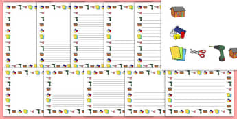 Construction Area Page Borders - construction area, construction, area, page border, border, writing template, writing aid, writing, stapler, sticky, cut, cutting, scissors, making, design, designing, creative, creativity