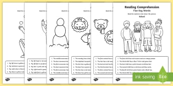Five Key Words Reading Comprehension Activity Sheets Set 2 - ICW, key words, information carrying words, reading comprehension, listening, EAL, SLCN, worksheets