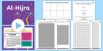 KS2 Al-Hijra Art and Poetry Greetings Card Lesson Pack - Acrostic Poem, patterns, repeating patterns, shape, Islam, RE