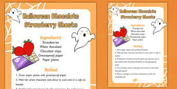 Halloween Chocolate Strawberry Ghosts Recipe - halloween, chocolate, strawberry, ghosts, recipe