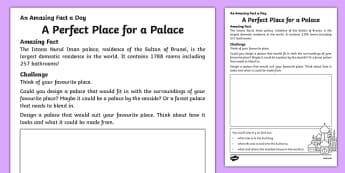 A Perfect Place for a Palace Activity Sheet, worksheet