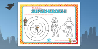 Superhero Themed Birthday Party Activity Place Mats - props 