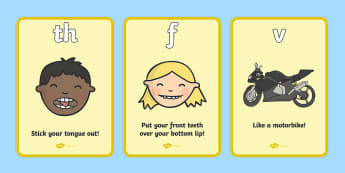 V-F-Th Pronunciation Display Posters - SEN, EAL, pronunciation, V, F, TH, difficult words, difficult sounds, sound formation, mouth