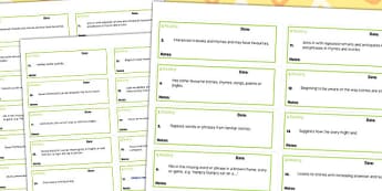 EYFS Early Years Outcomes on Stickers Literacy