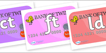 Final Letter Blends on Debit Cards - Final Letters, final letter, letter blend, letter blends, consonant, consonants, digraph, trigraph, literacy, alphabet, letters, foundation stage literacy