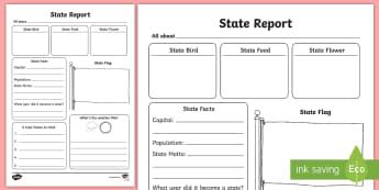 State Report Activity Sheet - States and Capitals, USA States, US States, United States, US Capitals, USA Capitals, US Capital Cit