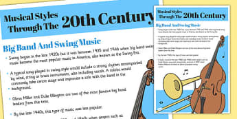 Musical Styles Through the 20th Century Big Band and Swing Information Poster