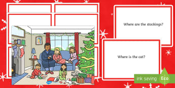 Christmas Place Prepositions Question Cards