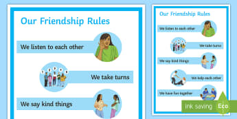 Our Friendship Rules A4 Display Poster - Requests SEN, friends, social
