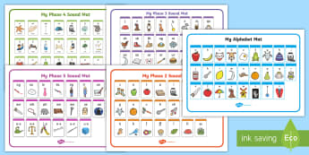 Alphabet and Phase 2-5 Sound Mat Pack - phase, sound, mat, pack, 1, 2, 3, 4, 5