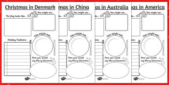 Christmas Around the World Writing Frames - christmas, writing