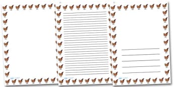 Hen Chicken Portrait Page Borders- Portrait Page Borders - Page border, border, writing template, writing aid, writing frame, a4 border, template, templates, landscape