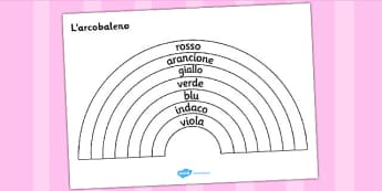 Rainbow Colours in Italian Colouring Sheet - rainbow, rainbow colouring sheet, italian colours, italian rainbow colouring sheet, colours in italian
