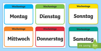 Die Tage der Woche Flashcards German - german, days of the week, flashcards, flash cards, days, week