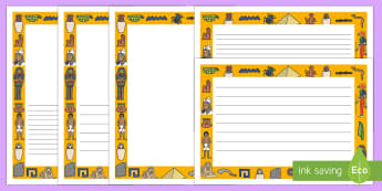 Ancient Egyptian Page Borders - Ancient Egyptian, history, Egyptians, page border, border, writing template, writing aid, writing aid, Egypt, pyramids, hierogliphics, hieroglyphs, Pharaoh, hierogliphics, hieroglyphs, Tutankhamun, Giza, Dahshur, Mummy