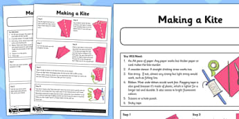 Let's Go Fly a Kite Activity Sheet Making a  Kite - fly, kite, worksheet